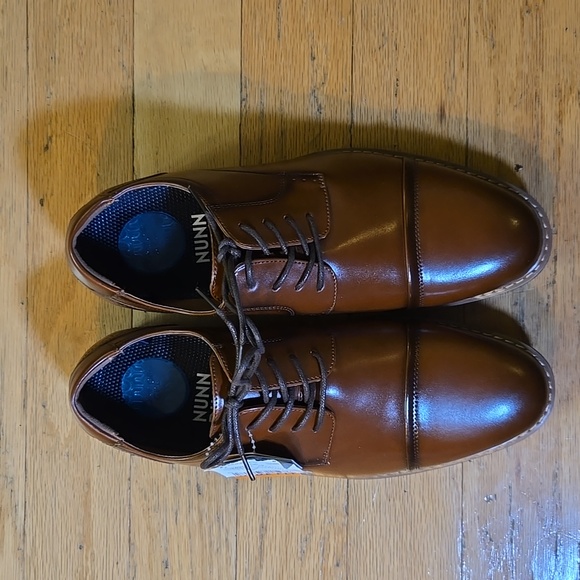 Nunn Bush Men's Centro Fles Plain Toe Oxford Cognac Leather Synthetic Size 9.5W - Picture 4 of 10